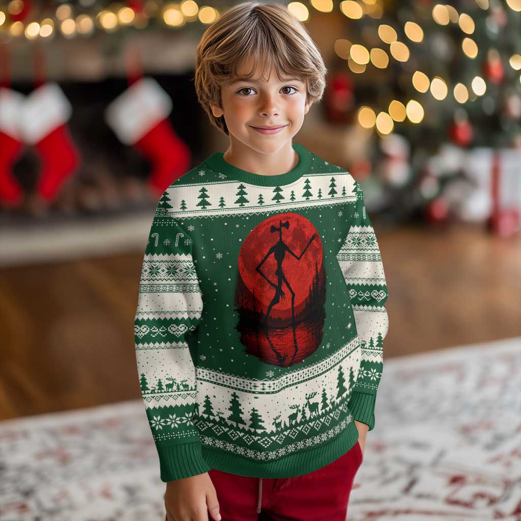Siren Head Ugly Christmas Sweater Supernatural American Cryptid Full Blood Moon Halloween - Wonder Print Shop