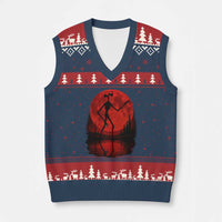Siren Head V-Neck Knit Sweater Vest Supernatural American Cryptid Full Blood Moon Halloween - Wonder Print Shop