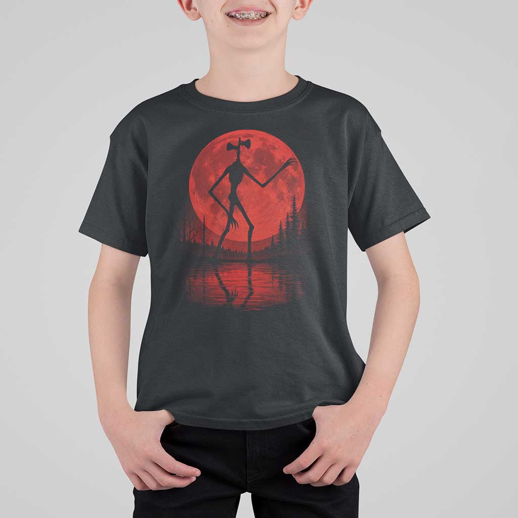 Siren Head T Shirt For Kid Supernatural American Cryptid Full Blood Moon Halloween - Wonder Print Shop