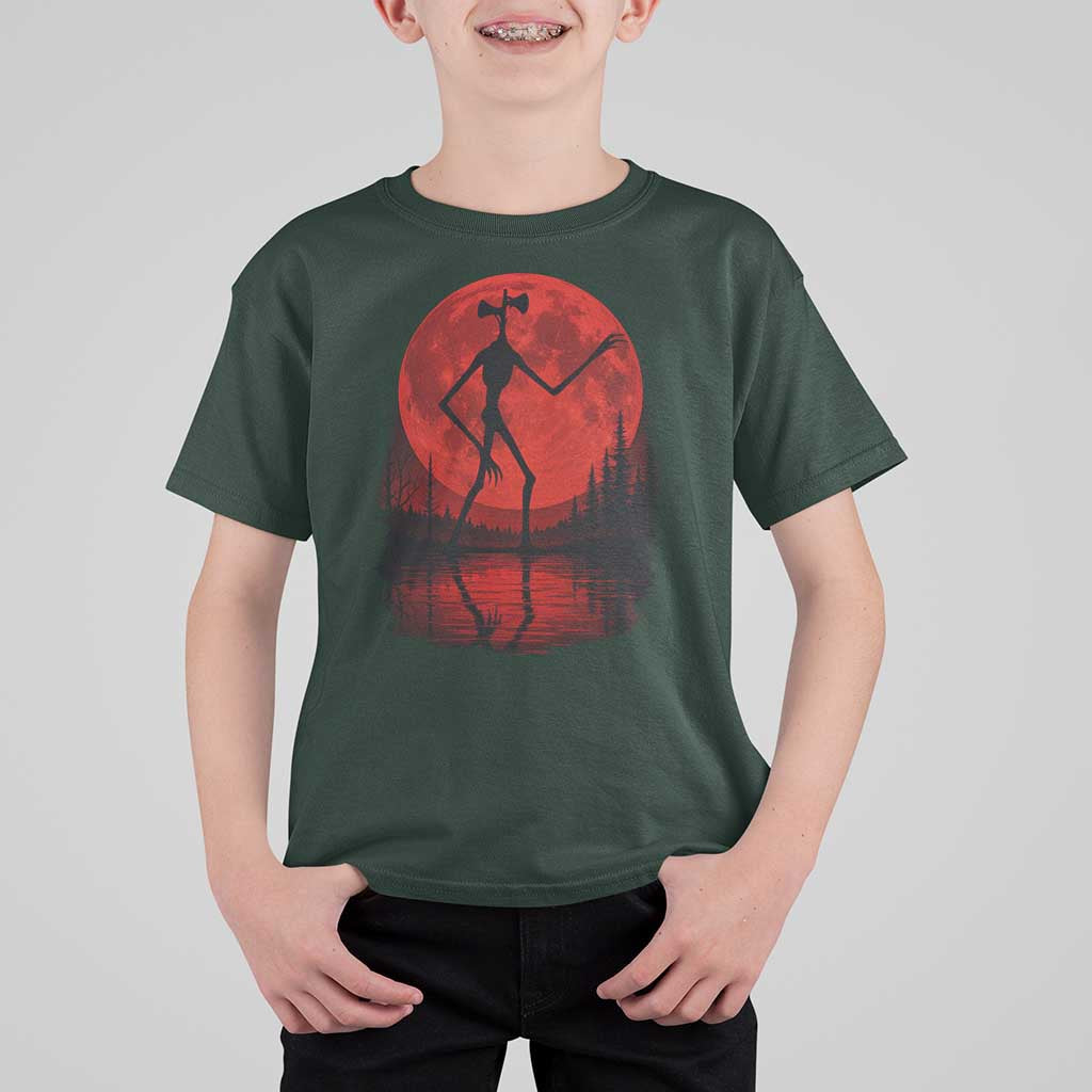 Siren Head T Shirt For Kid Supernatural American Cryptid Full Blood Moon Halloween - Wonder Print Shop