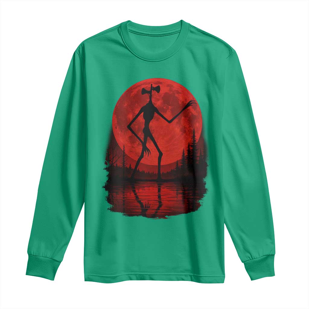 Siren Head Long Sleeve Shirt Supernatural American Cryptid Full Blood Moon Halloween - Wonder Print Shop