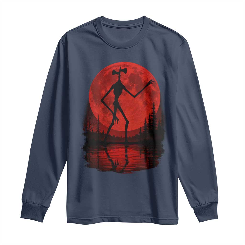 Siren Head Long Sleeve Shirt Supernatural American Cryptid Full Blood Moon Halloween - Wonder Print Shop