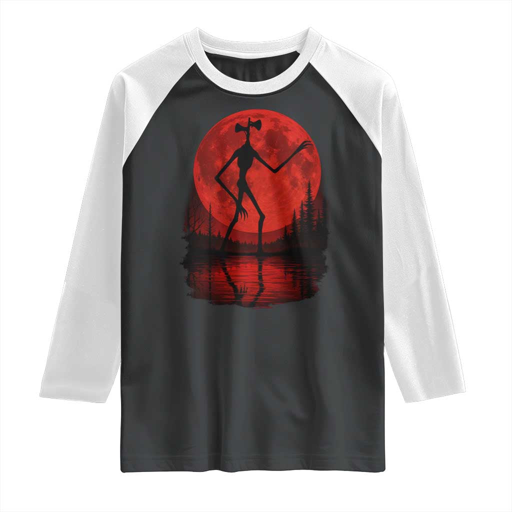 Siren Head Raglan Shirt Supernatural American Cryptid Full Blood Moon Halloween - Wonder Print Shop