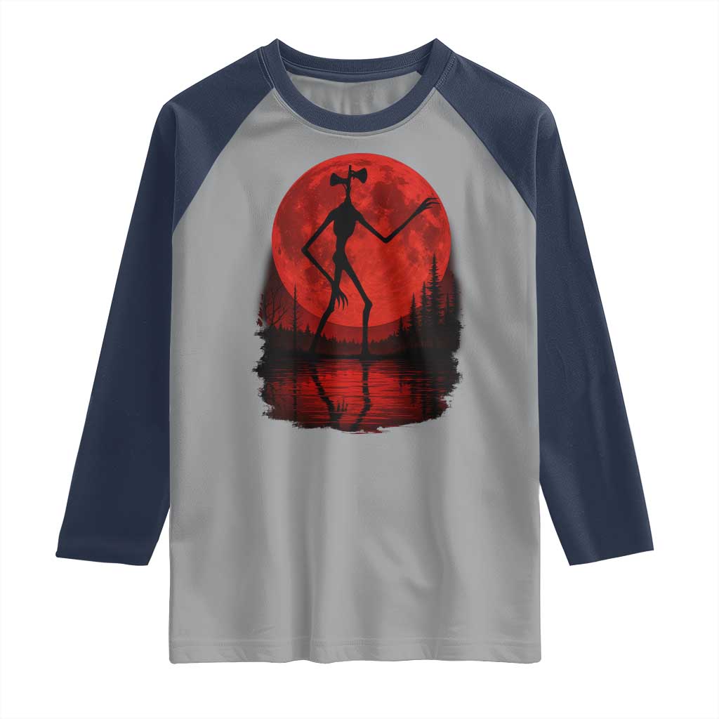 Siren Head Raglan Shirt Supernatural American Cryptid Full Blood Moon Halloween - Wonder Print Shop