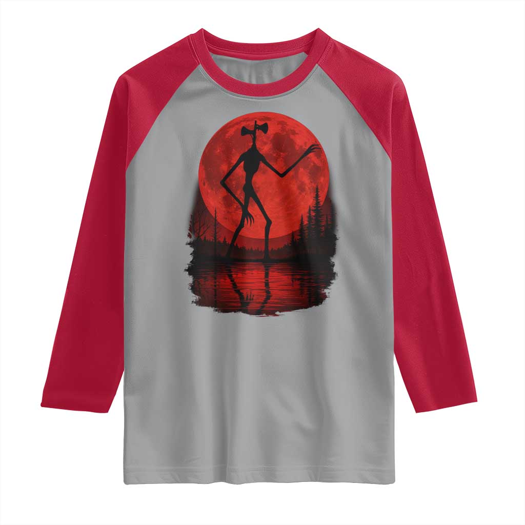 Siren Head Raglan Shirt Supernatural American Cryptid Full Blood Moon Halloween - Wonder Print Shop