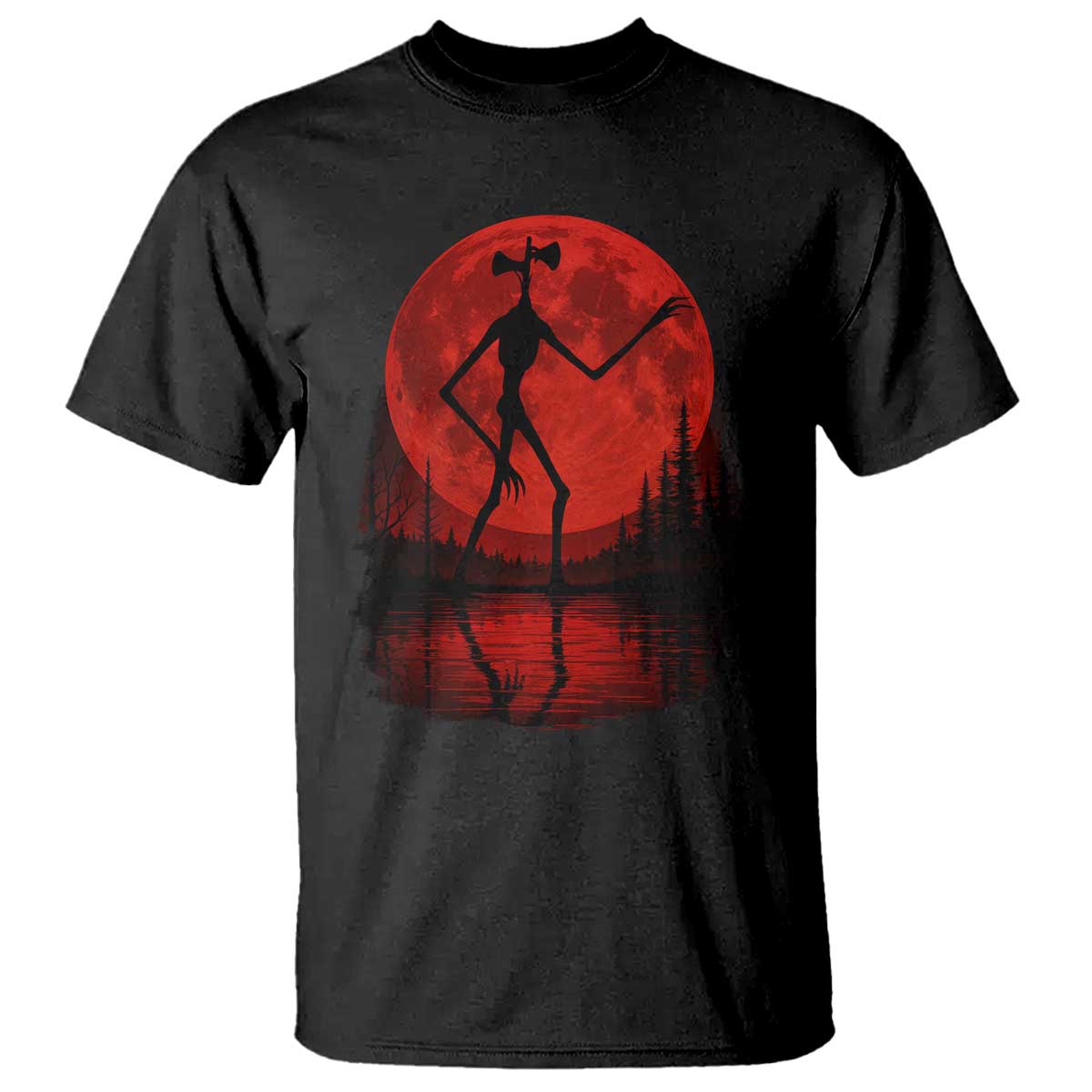 Siren Head T Shirt Supernatural American Cryptid Full Blood Moon Halloween - Wonder Print Shop