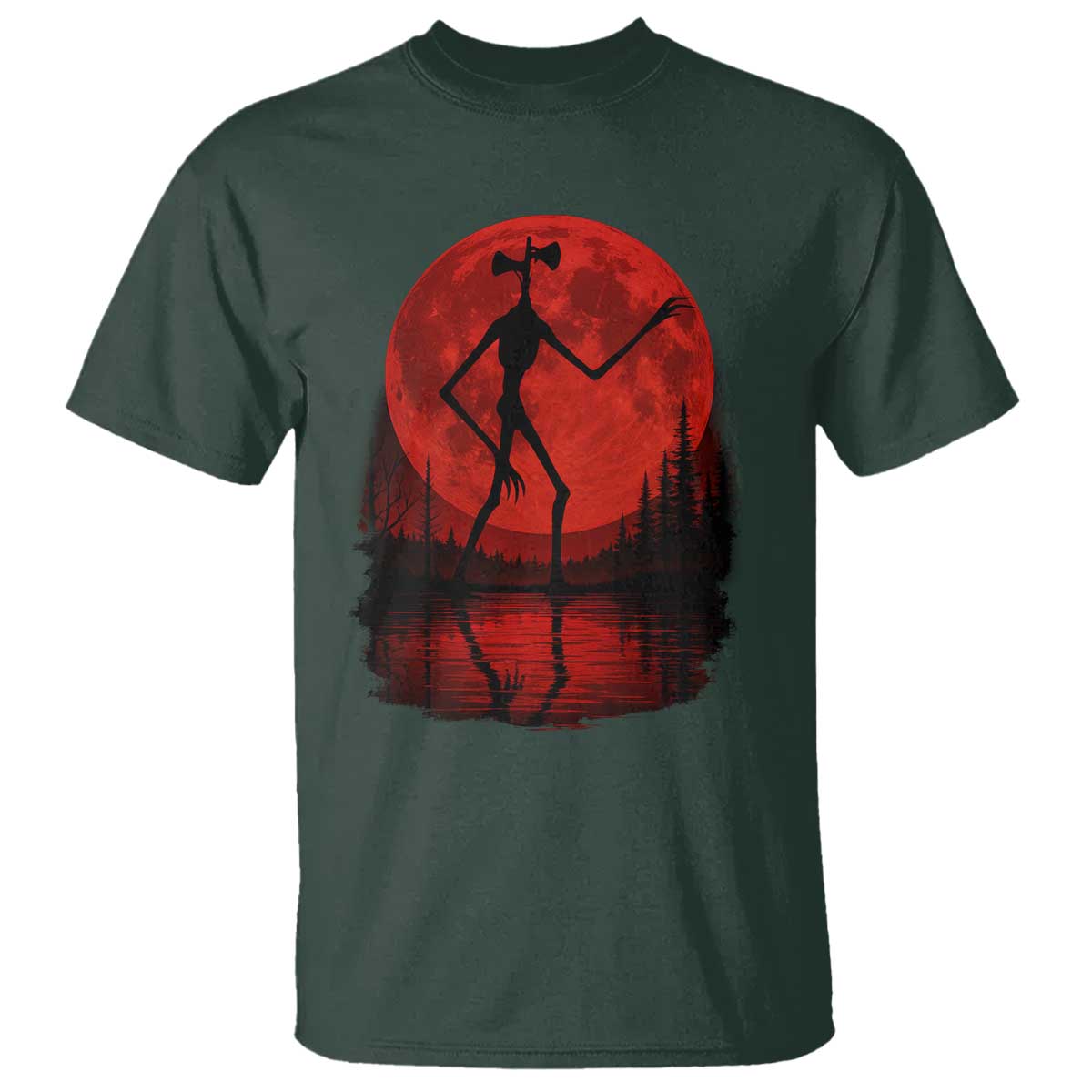 Siren Head T Shirt Supernatural American Cryptid Full Blood Moon Halloween - Wonder Print Shop