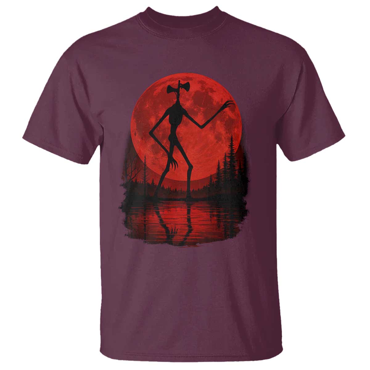 Siren Head T Shirt Supernatural American Cryptid Full Blood Moon Halloween - Wonder Print Shop