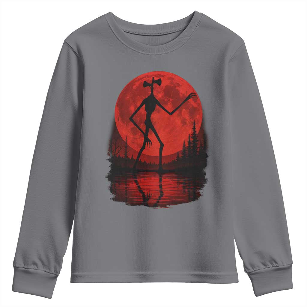 Siren Head Youth Sweatshirt Supernatural American Cryptid Full Blood Moon Halloween - Wonder Print Shop