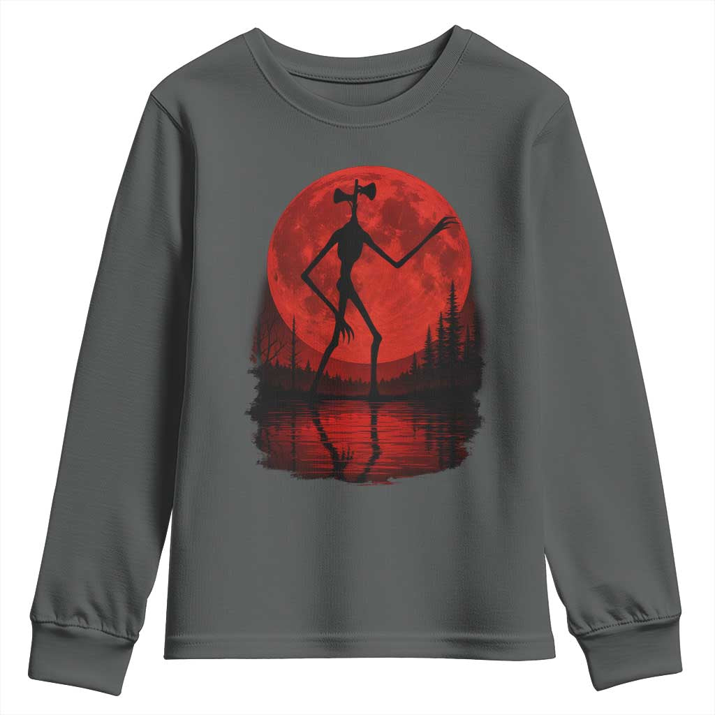 Siren Head Youth Sweatshirt Supernatural American Cryptid Full Blood Moon Halloween - Wonder Print Shop