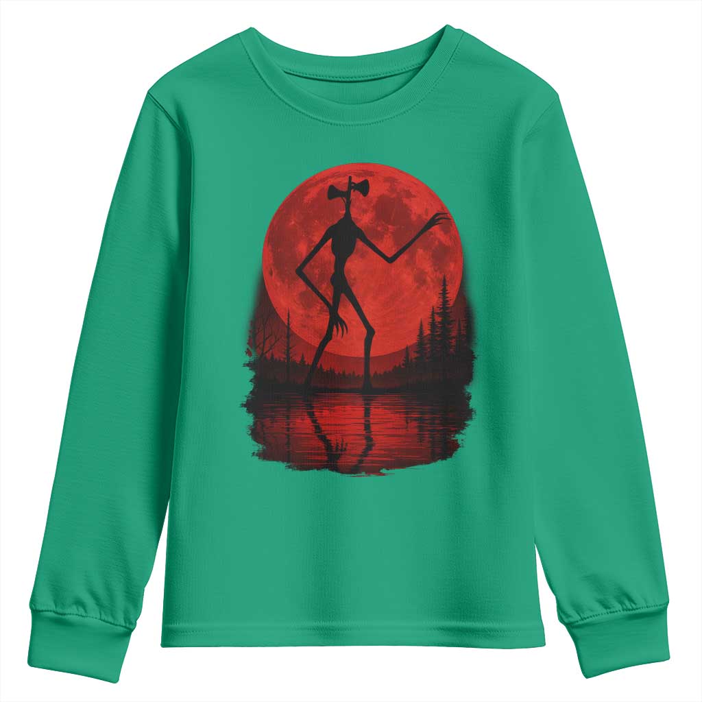 Siren Head Youth Sweatshirt Supernatural American Cryptid Full Blood Moon Halloween - Wonder Print Shop