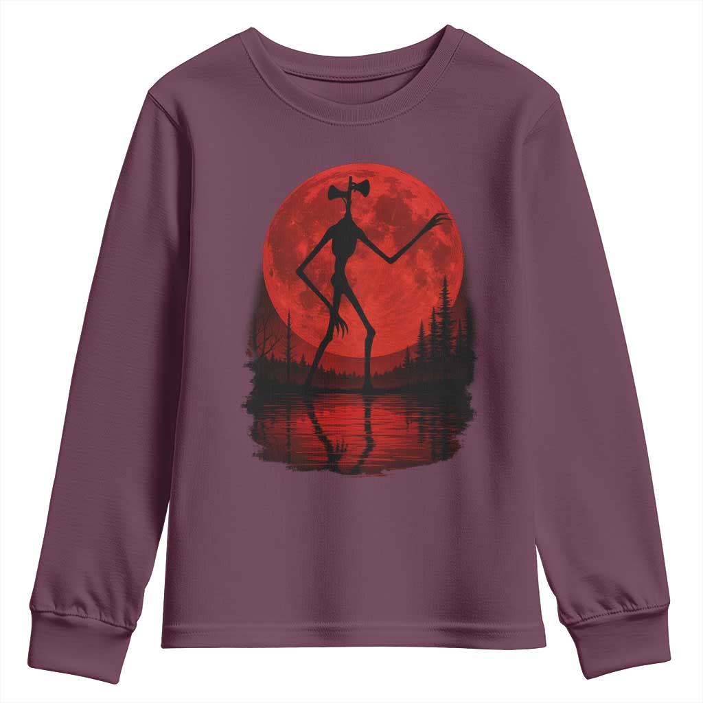 Siren Head Youth Sweatshirt Supernatural American Cryptid Full Blood Moon Halloween - Wonder Print Shop