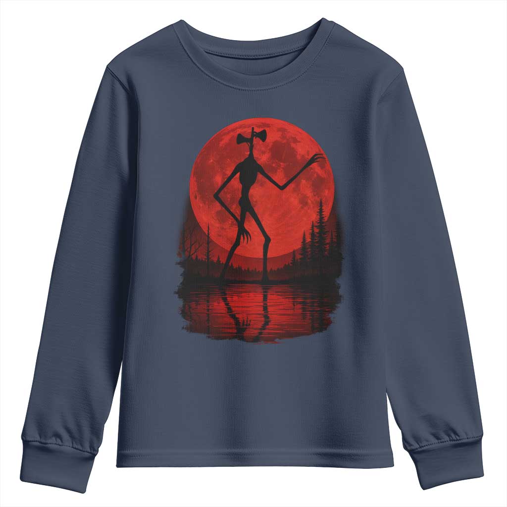 Siren Head Youth Sweatshirt Supernatural American Cryptid Full Blood Moon Halloween - Wonder Print Shop