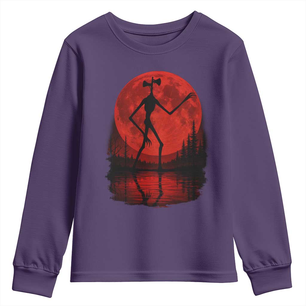 Siren Head Youth Sweatshirt Supernatural American Cryptid Full Blood Moon Halloween - Wonder Print Shop
