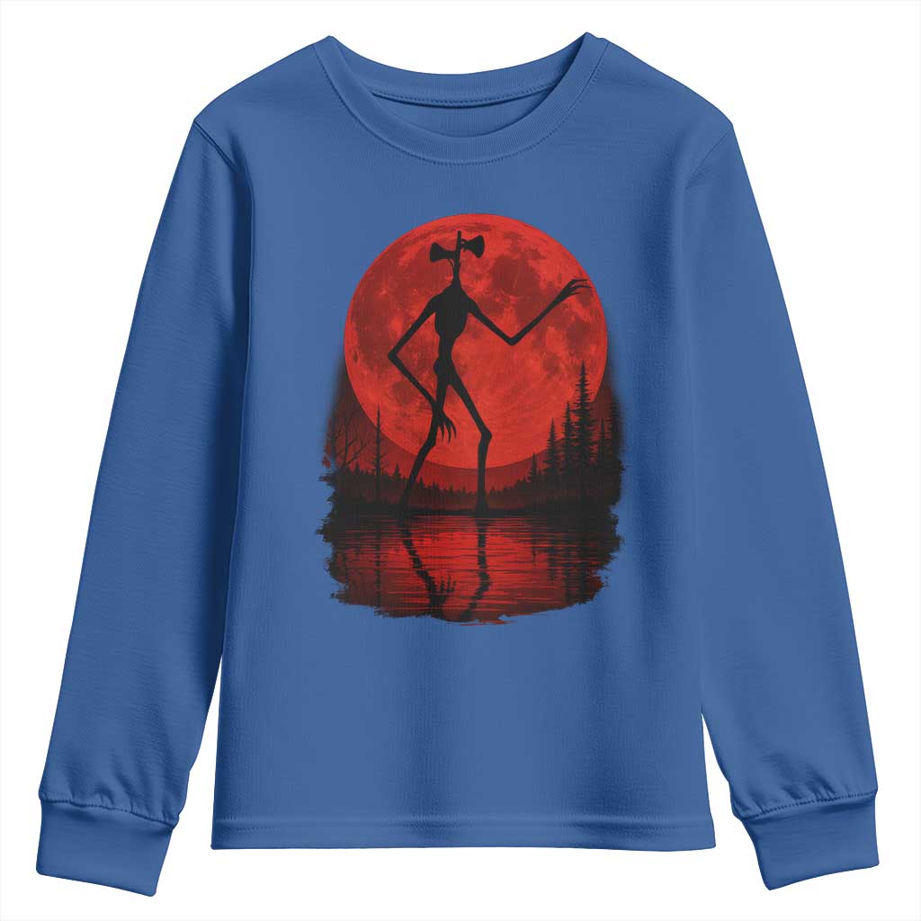 Siren Head Youth Sweatshirt Supernatural American Cryptid Full Blood Moon Halloween - Wonder Print Shop