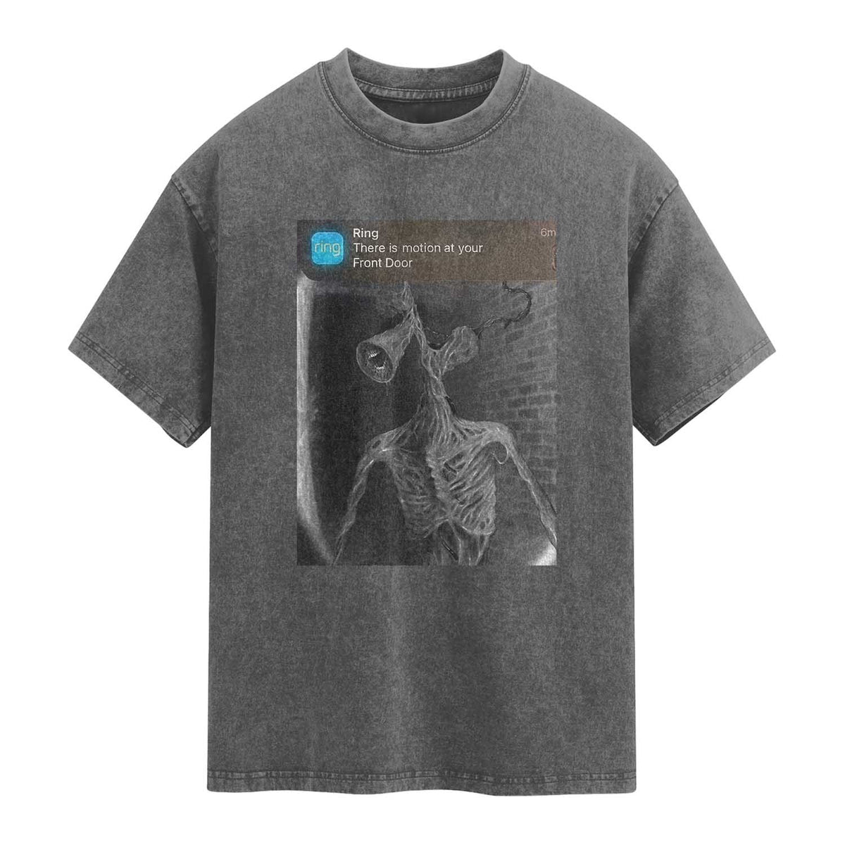 Funny Siren Head Washed Cotton T-Shirt Ring with Motion Meme
