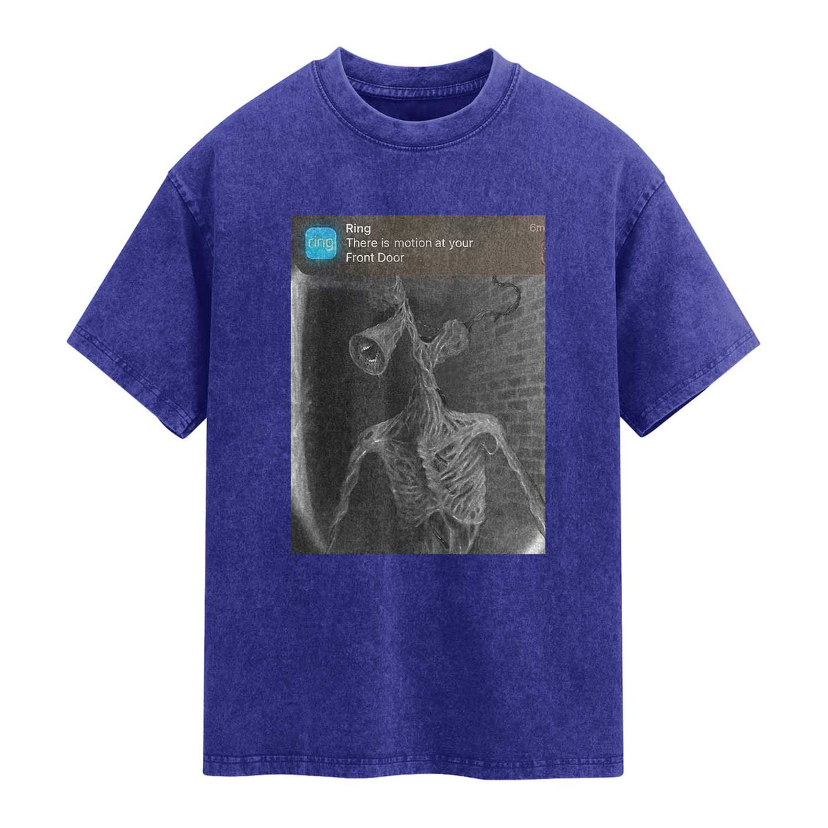 Funny Siren Head Washed Cotton T-Shirt Ring with Motion Meme