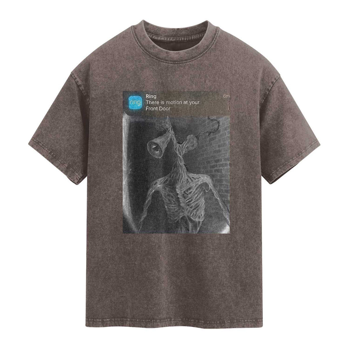 Funny Siren Head Washed Cotton T-Shirt Ring with Motion Meme