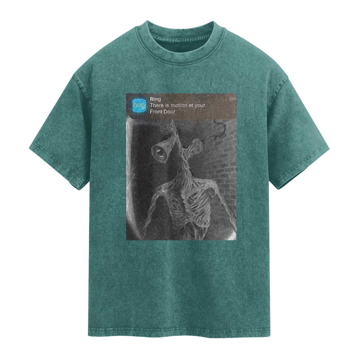 Funny Siren Head Washed Cotton T-Shirt Ring with Motion Meme