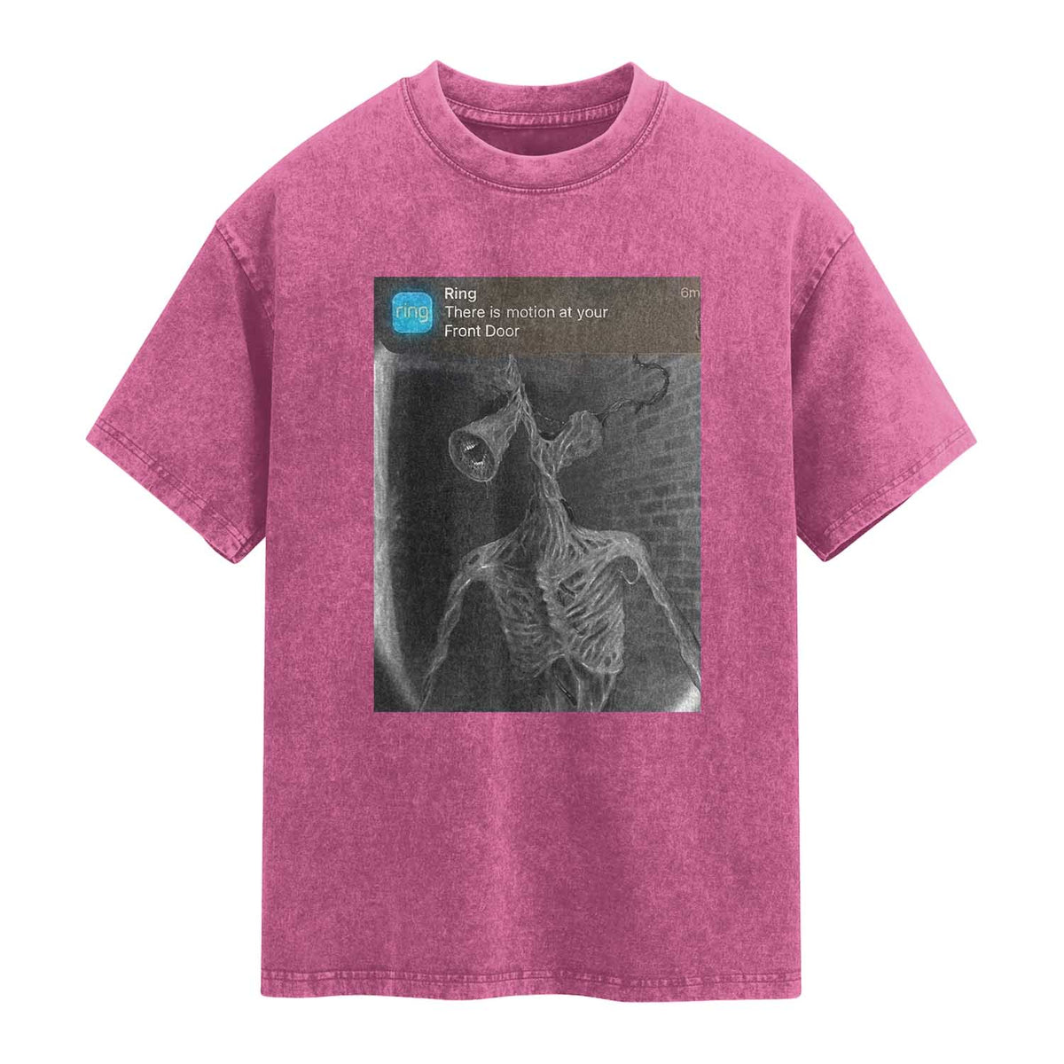 Funny Siren Head Washed Cotton T-Shirt Ring with Motion Meme