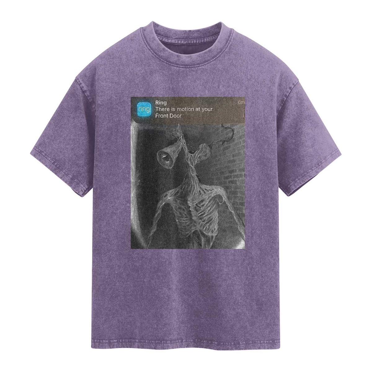 Funny Siren Head Washed Cotton T-Shirt Ring with Motion Meme