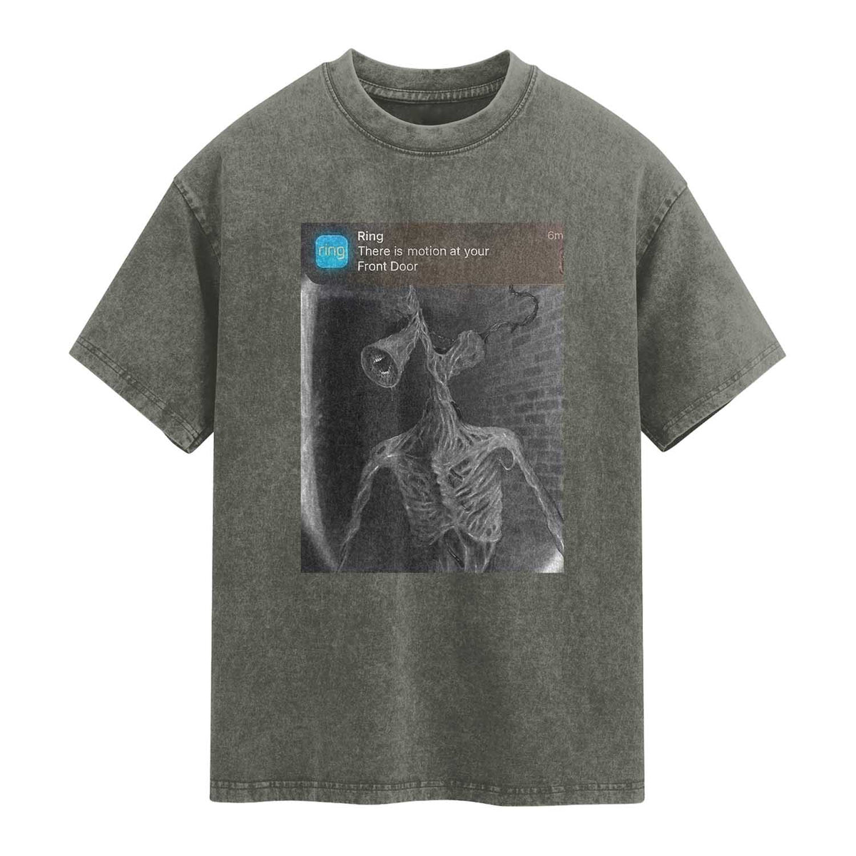 Funny Siren Head Washed Cotton T-Shirt Ring with Motion Meme