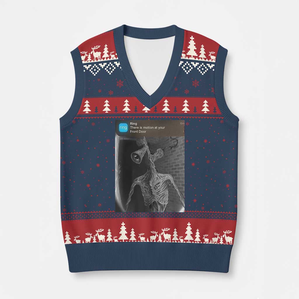 Funny Siren Head V-Neck Knit Sweater Vest Ring with Motion Meme - Wonder Print Shop