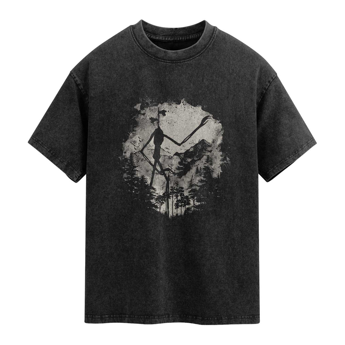 Siren Head Washed Cotton T-Shirt Retro Vintage American Cryptid Mountain Trees