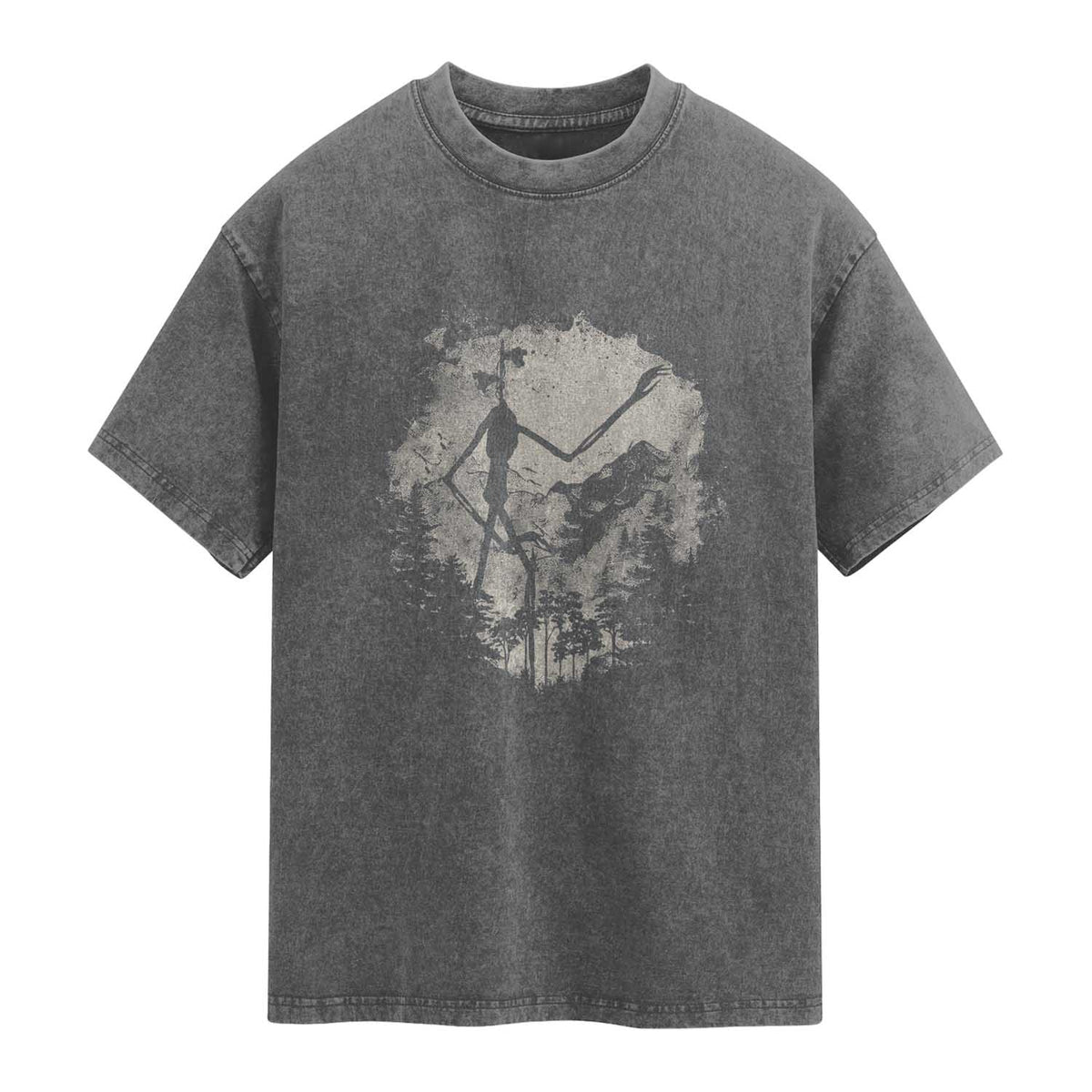 Siren Head Washed Cotton T-Shirt Retro Vintage American Cryptid Mountain Trees