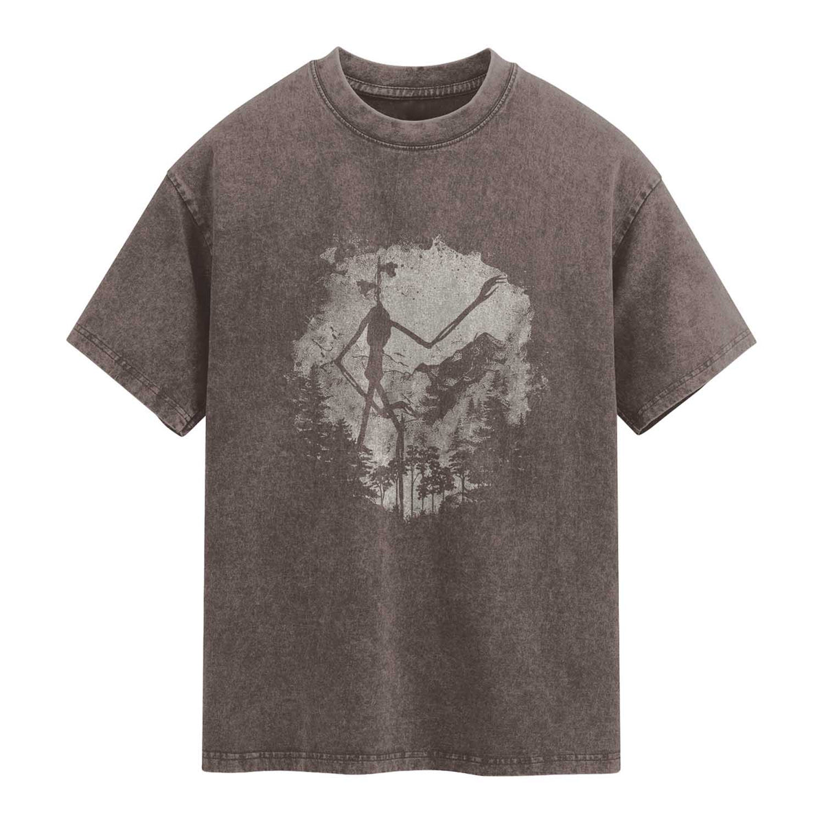Siren Head Washed Cotton T-Shirt Retro Vintage American Cryptid Mountain Trees