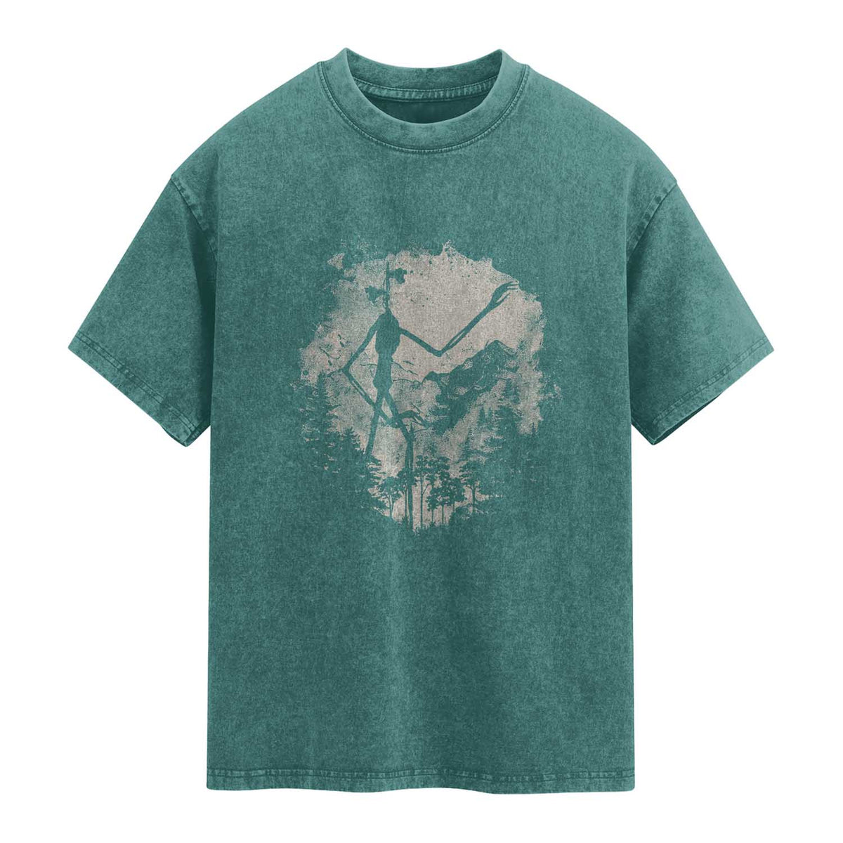 Siren Head Washed Cotton T-Shirt Retro Vintage American Cryptid Mountain Trees