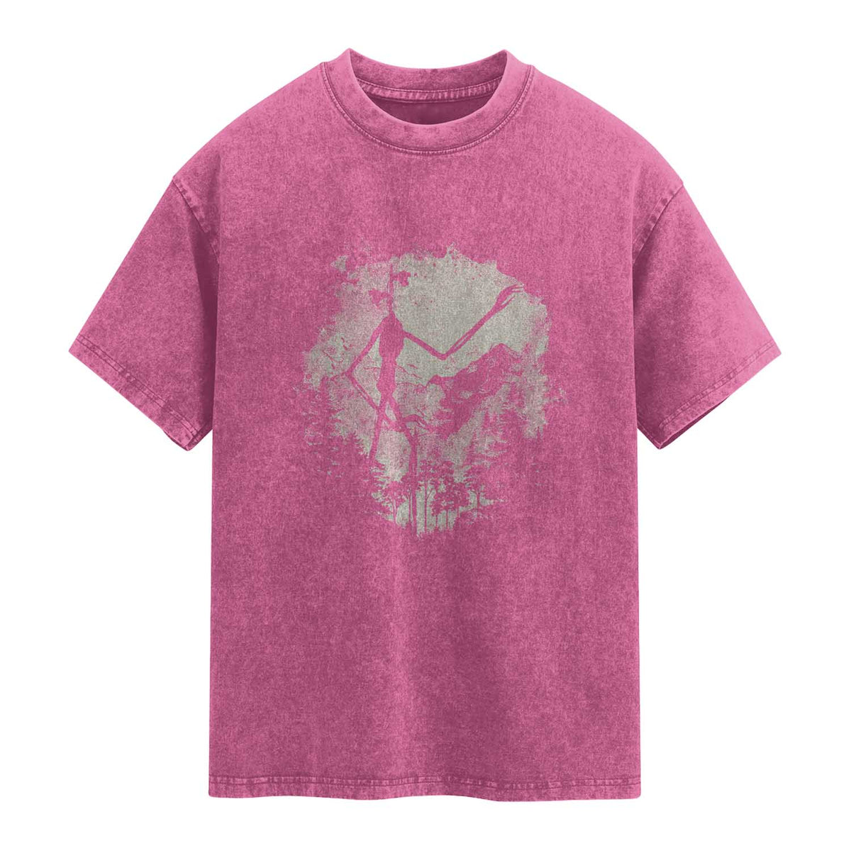 Siren Head Washed Cotton T-Shirt Retro Vintage American Cryptid Mountain Trees