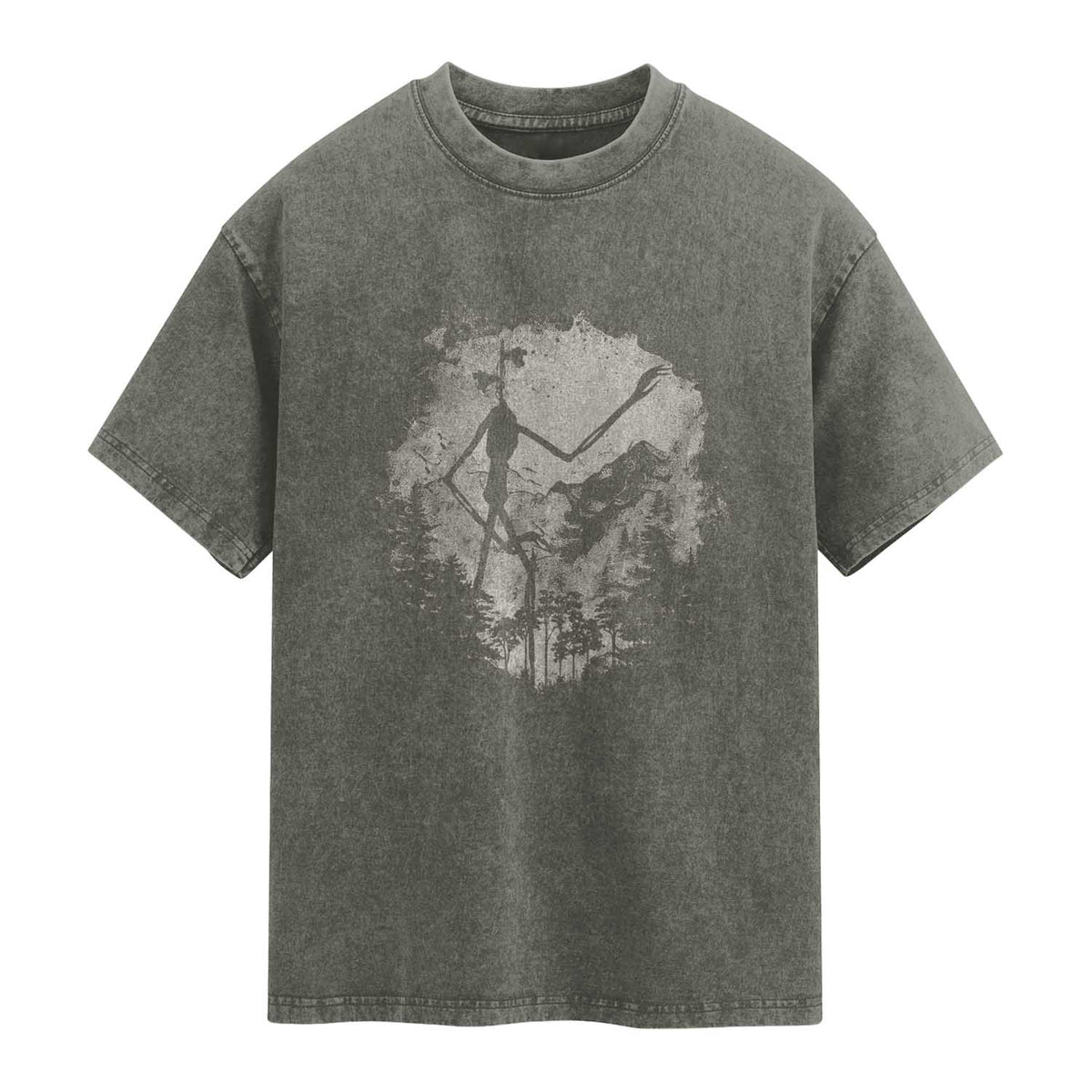 Siren Head Washed Cotton T-Shirt Retro Vintage American Cryptid Mountain Trees