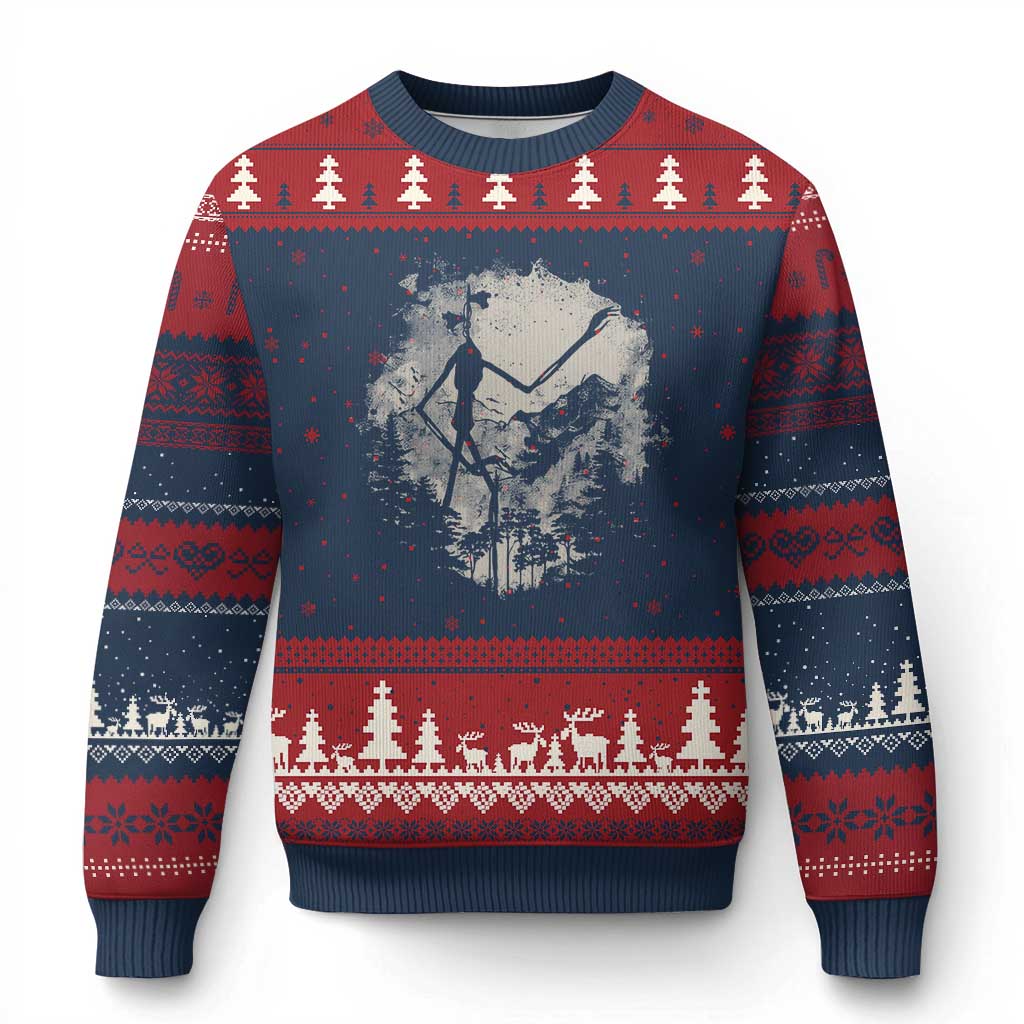 Siren Head Ugly Christmas Sweater Retro Vintage American Cryptid Mountain Trees - Wonder Print Shop