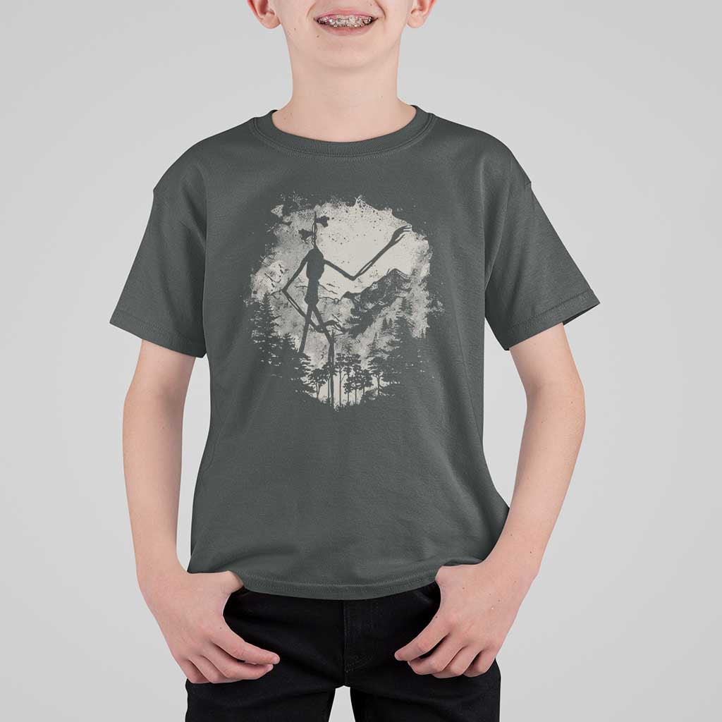Siren Head T Shirt For Kid Retro Vintage American Cryptid Mountain Trees - Wonder Print Shop