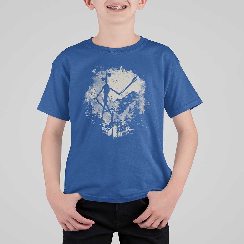 Siren Head T Shirt For Kid Retro Vintage American Cryptid Mountain Trees - Wonder Print Shop