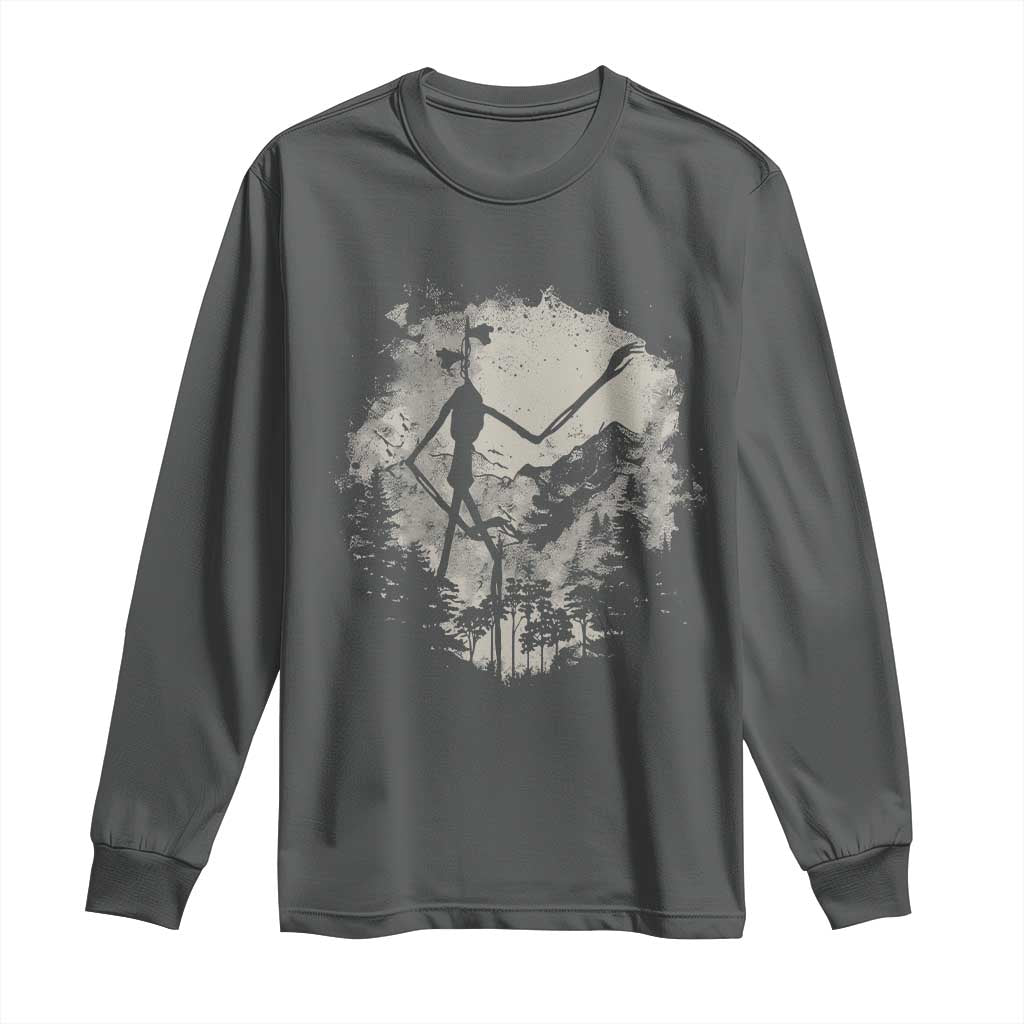 Siren Head Long Sleeve Shirt Retro Vintage American Cryptid Mountain Trees - Wonder Print Shop