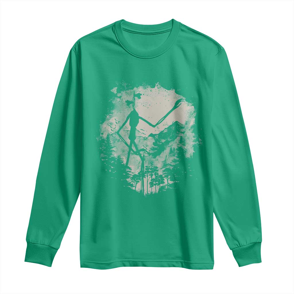 Siren Head Long Sleeve Shirt Retro Vintage American Cryptid Mountain Trees - Wonder Print Shop