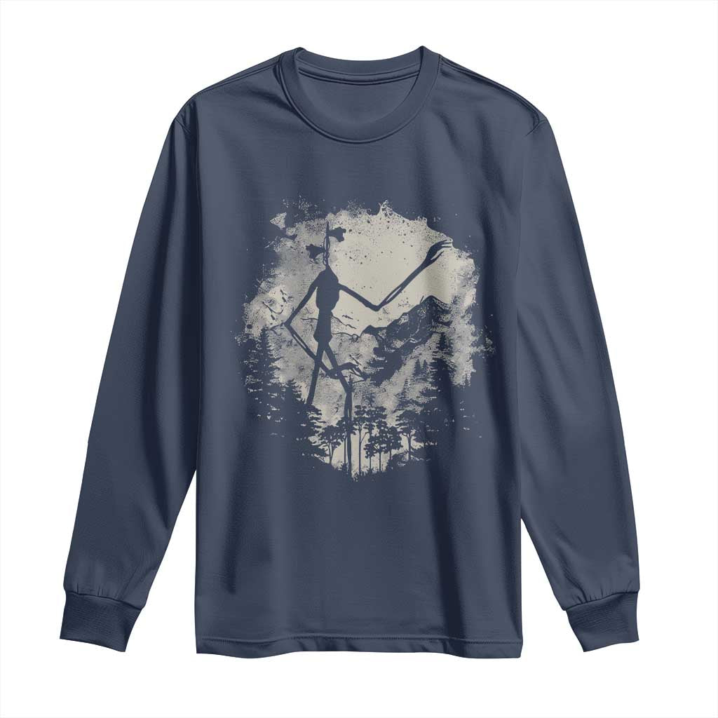 Siren Head Long Sleeve Shirt Retro Vintage American Cryptid Mountain Trees - Wonder Print Shop
