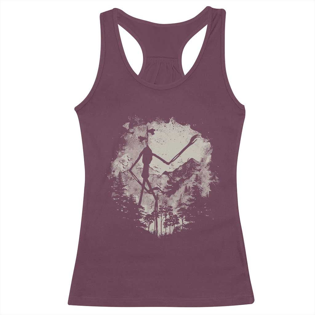 Siren Head Racerback Tank Top Retro Vintage American Cryptid Mountain Trees - Wonder Print Shop