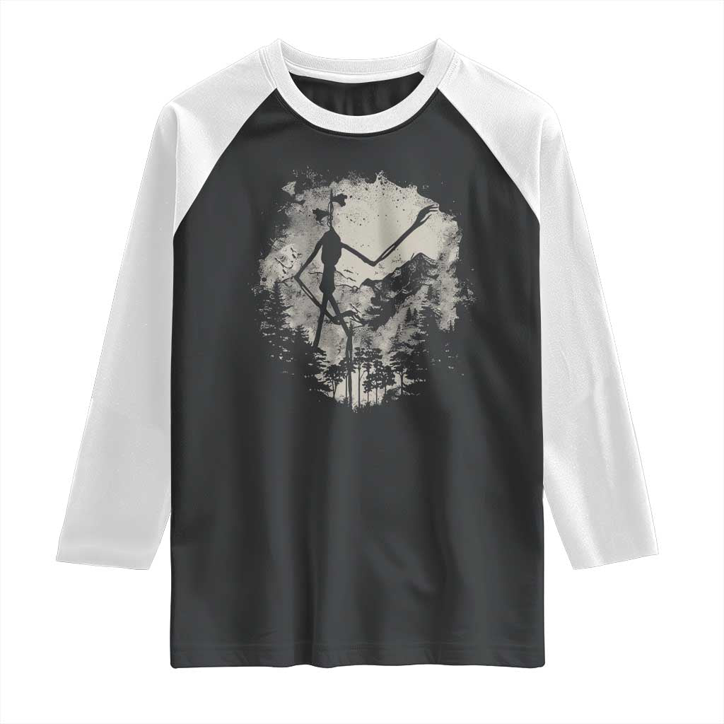 Siren Head Raglan Shirt Retro Vintage American Cryptid Mountain Trees - Wonder Print Shop