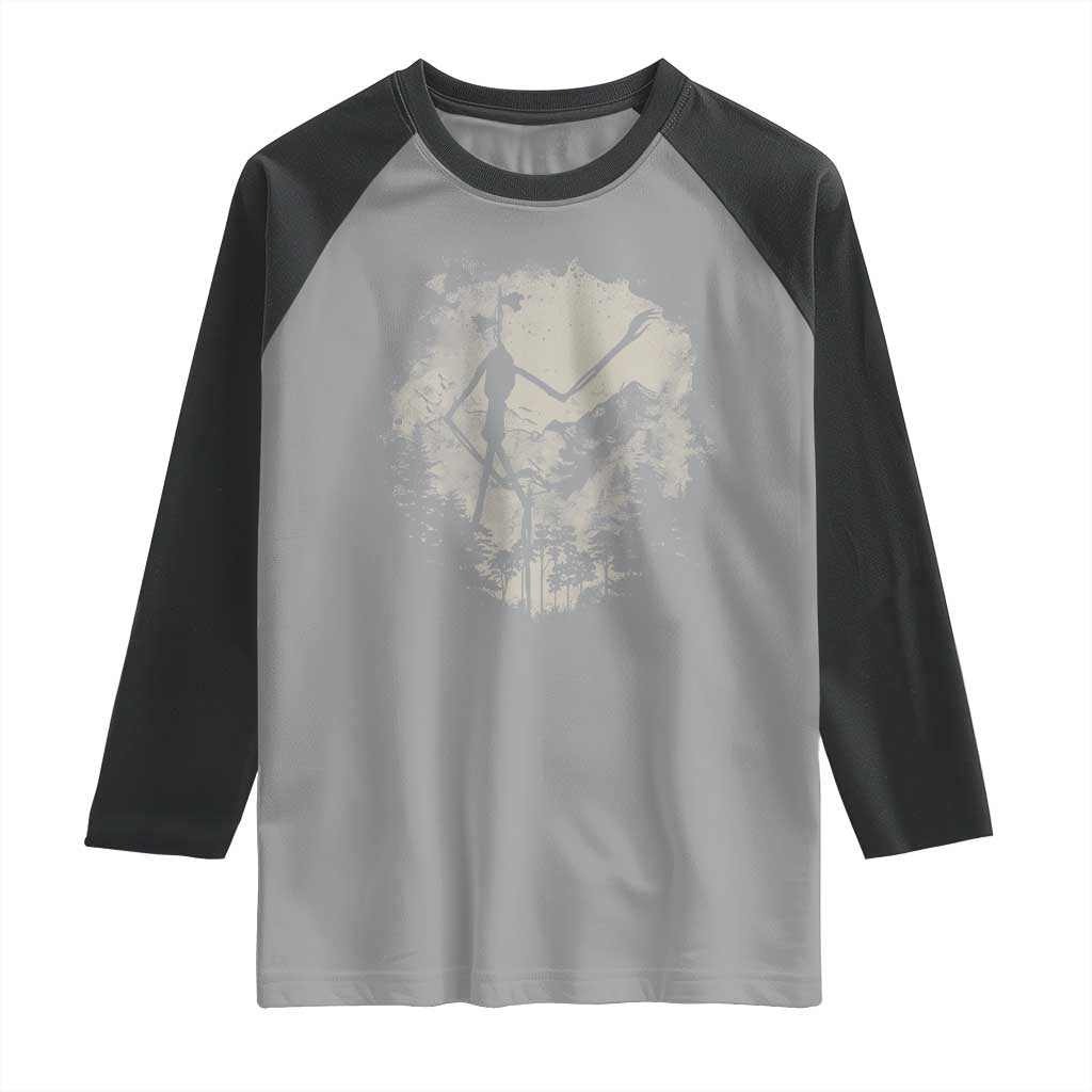 Siren Head Raglan Shirt Retro Vintage American Cryptid Mountain Trees - Wonder Print Shop