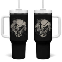 Siren Head Tumbler With Handle Retro Vintage American Cryptid Mountain Trees - Wonder Print Shop