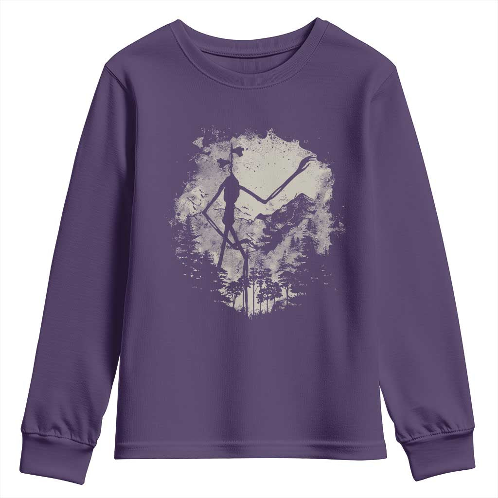 Siren Head Youth Sweatshirt Retro Vintage American Cryptid Mountain Trees - Wonder Print Shop