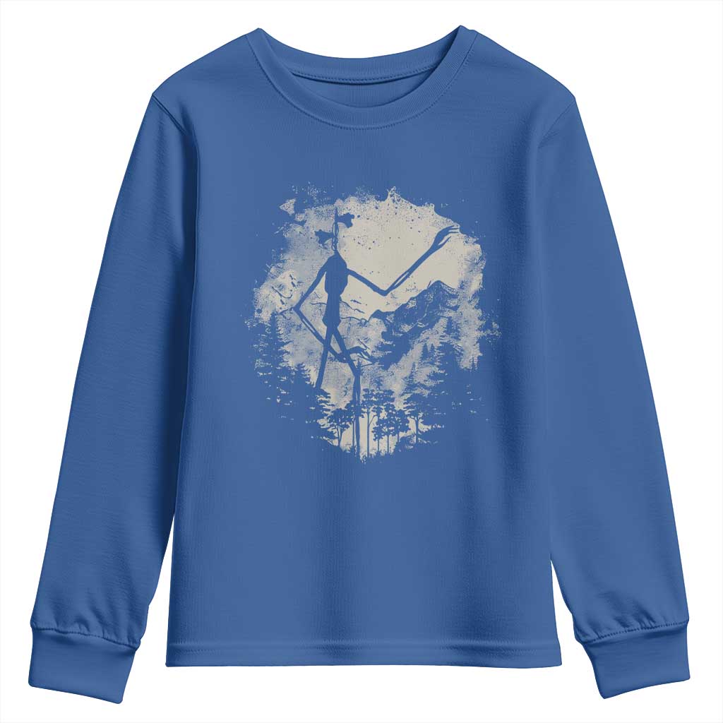 Siren Head Youth Sweatshirt Retro Vintage American Cryptid Mountain Trees - Wonder Print Shop