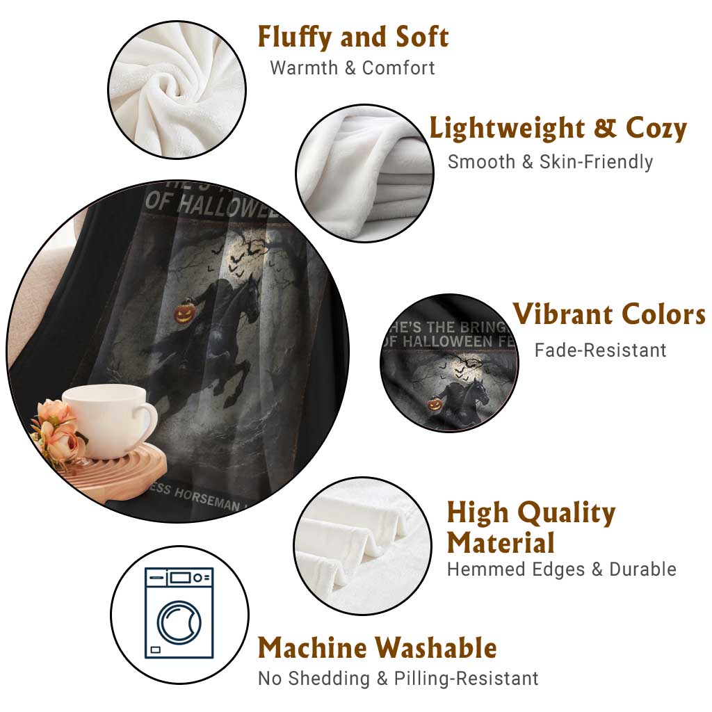 Headless Horseman Throw Blanket Vintage Gothic Scary Costume Halloween October Festive - Wonder Print Shop