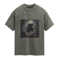 Headless Horseman Washed Cotton T-Shirt Vintage Gothic Scary Costume Halloween October Festive