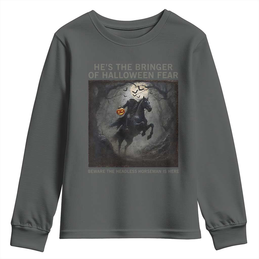 Headless Horseman Youth Sweatshirt Vintage Gothic Scary Costume Halloween October Festive - Wonder Print Shop