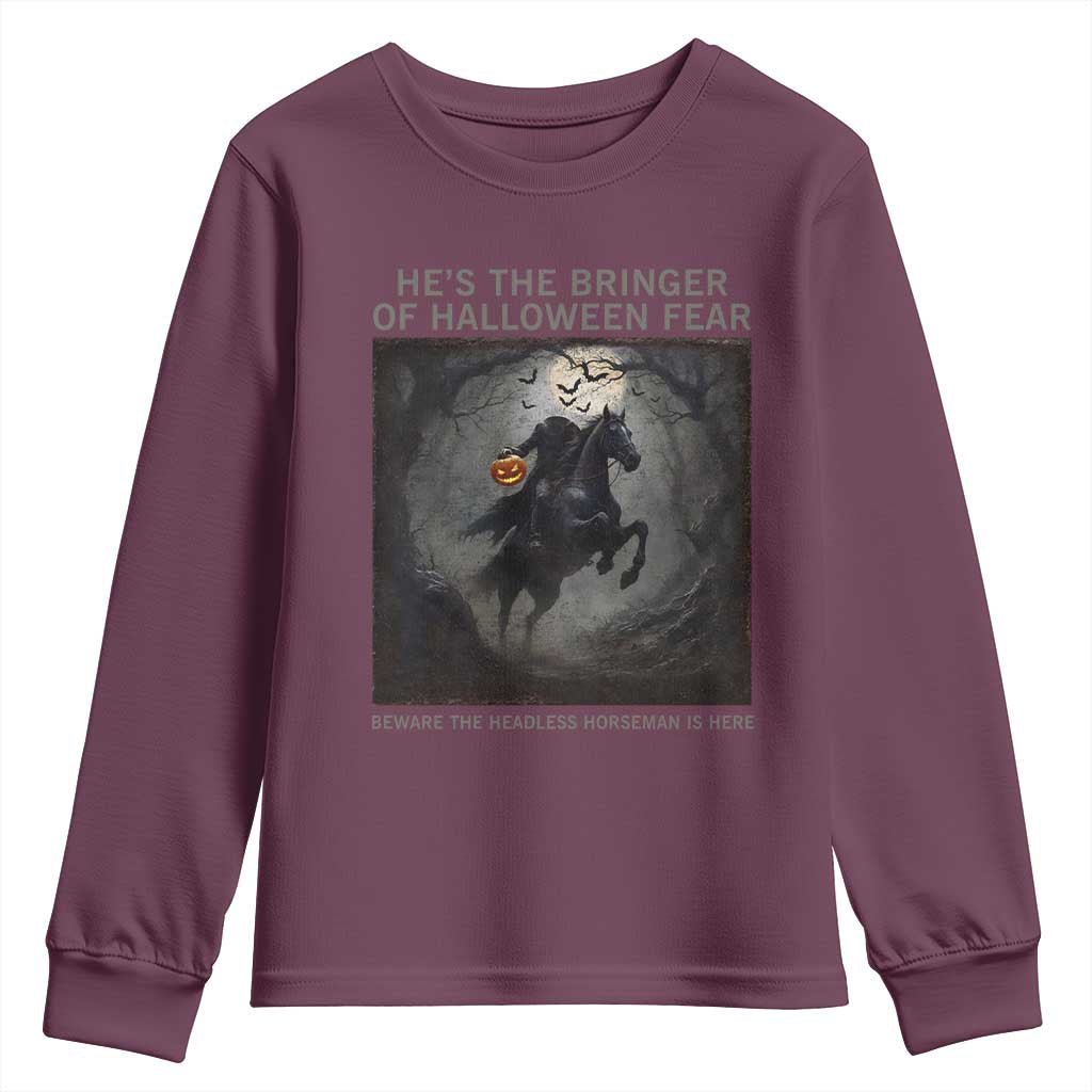 Headless Horseman Youth Sweatshirt Vintage Gothic Scary Costume Halloween October Festive - Wonder Print Shop