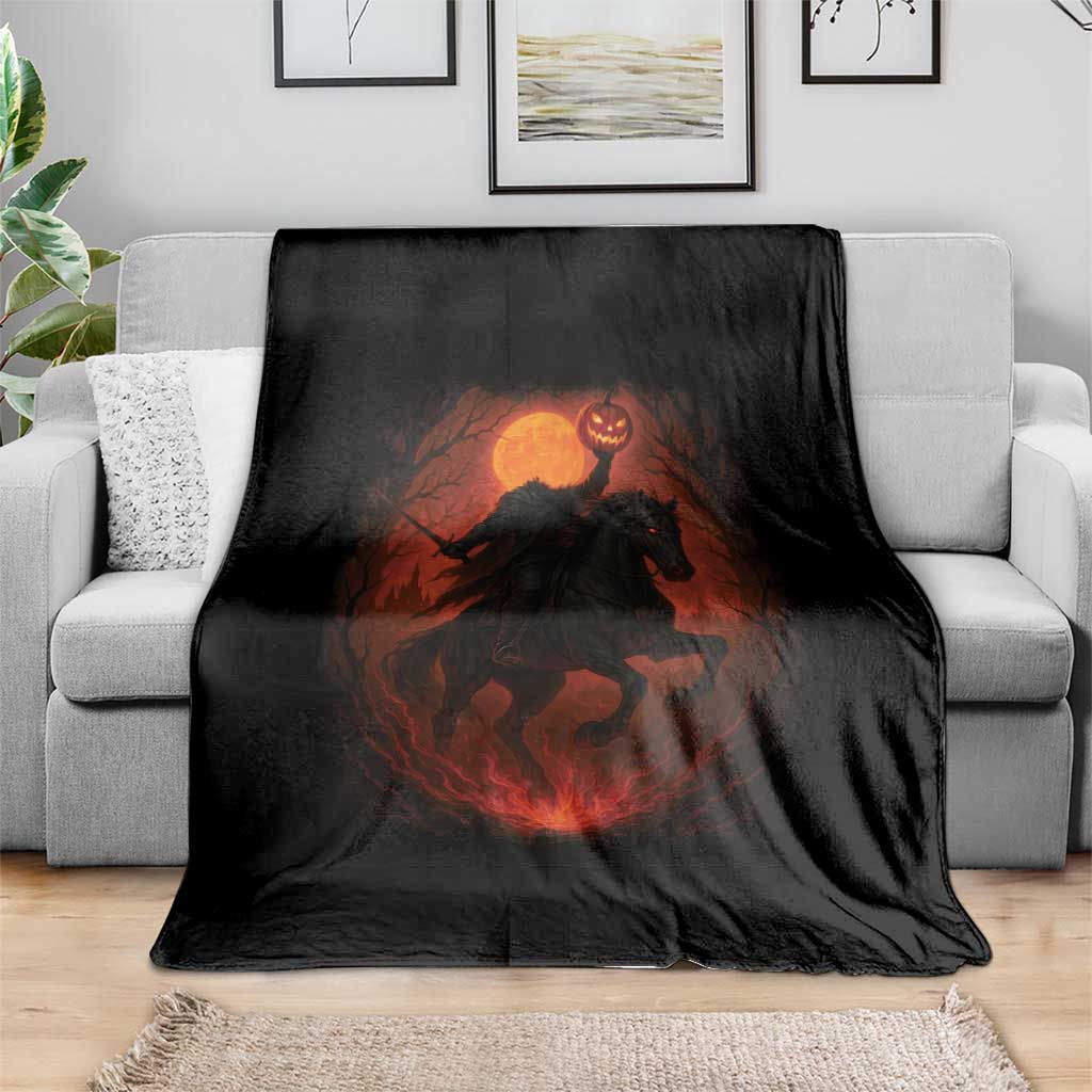 Scary Pumpkin Headless Horseman Halloween Throw Blanket - Wonder Print Shop
